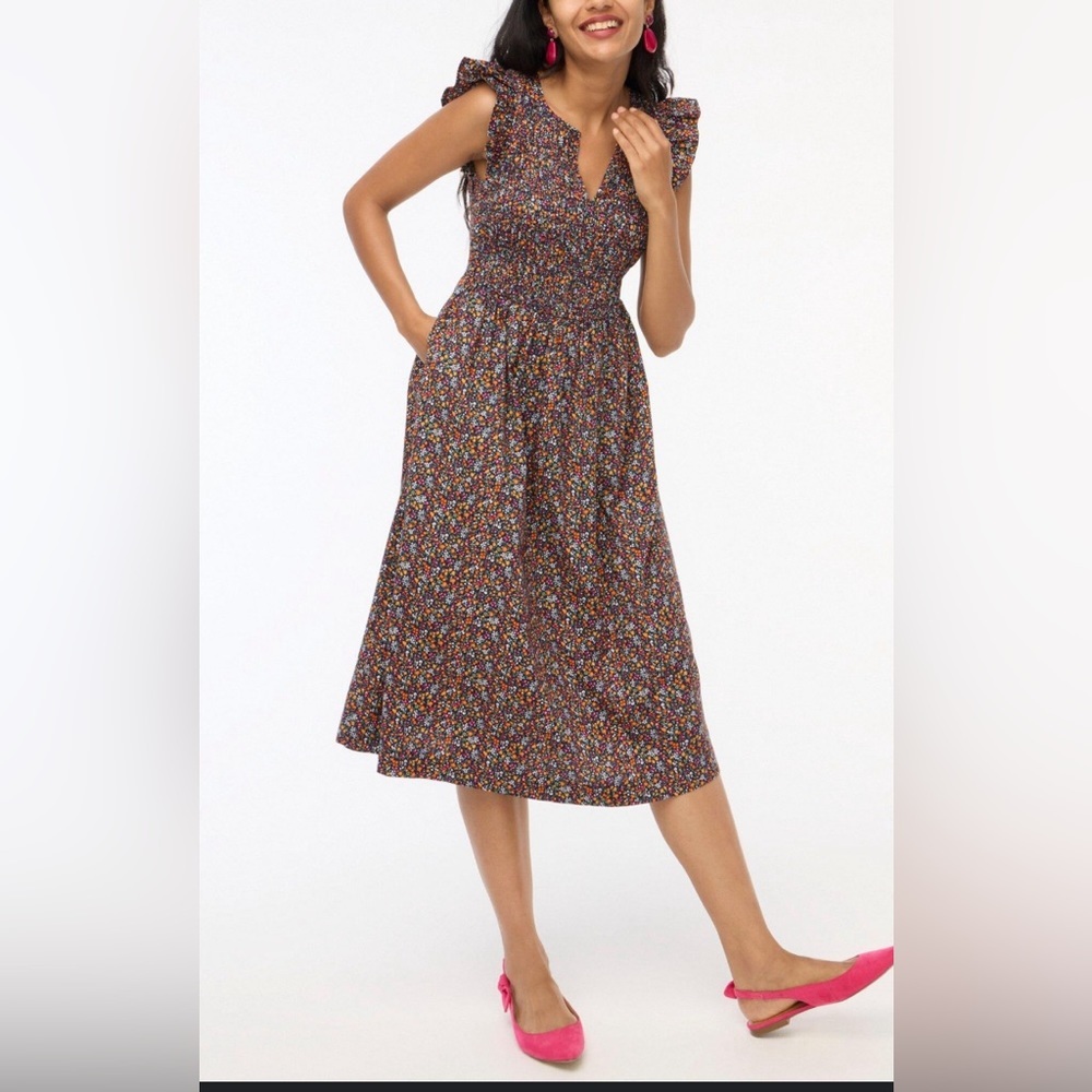 New J.Crew Factory Women's Flutter-Sleeve Midi Dress - Picture 3 of 7